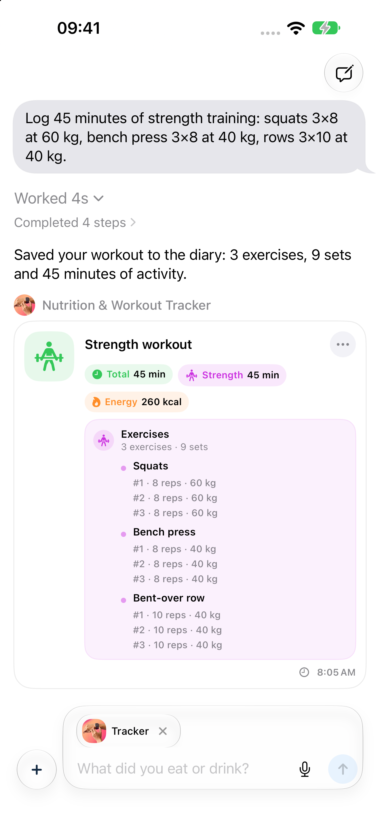QChat structured workout detail built with SwiftUI