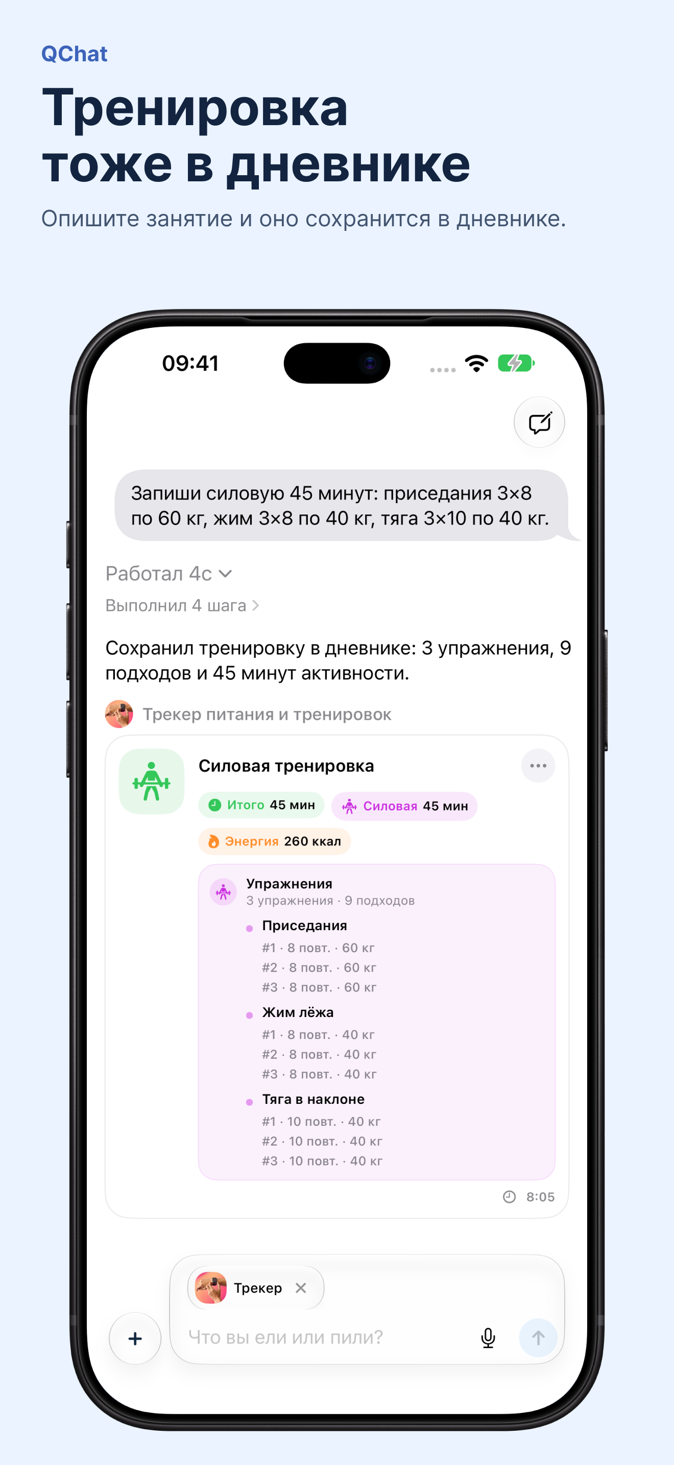 Тренировка тоже в дневнике · QChat