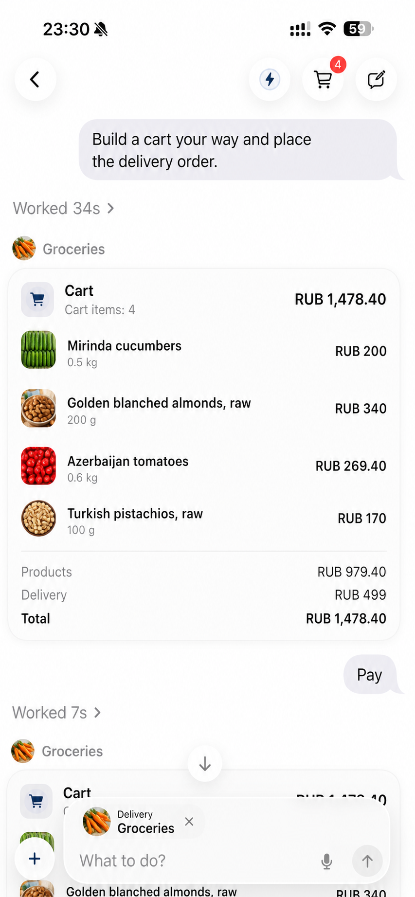 QChat grocery delivery cart