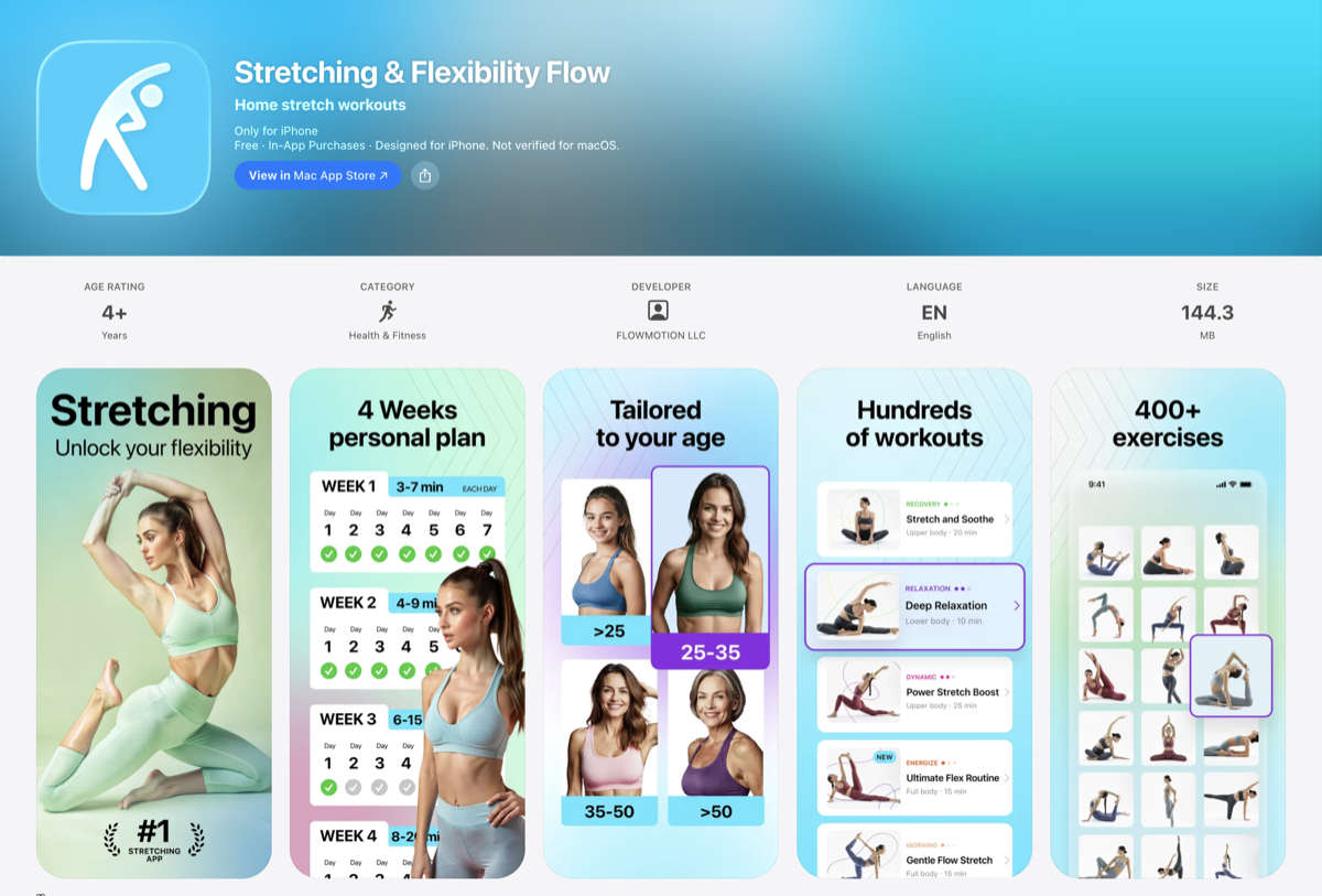 Stretching Flow App Store page